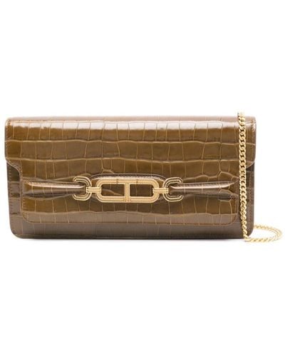Tom Ford Whitney Crocodile-embossed Clutch Bag - Brown