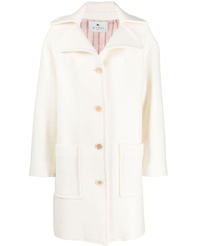 Etro Manteau boutonné à col cranté - Blanc