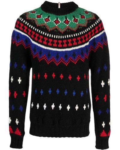 3 MONCLER GRENOBLE Ribbed-knit Jacquard Sweater - Blue