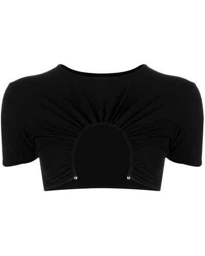 Christopher Esber Camiseta corta con abertura - Negro