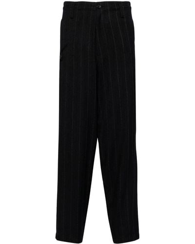 Yohji Yamamoto Pinstriped Tailored Trousers - Black