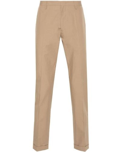 Paul Smith Pressed-crease Cotton Trousers - Natural
