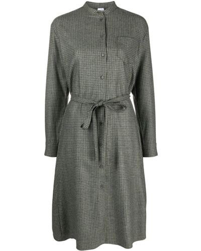 Aspesi Check-pattern Belted Shirdres - Grey