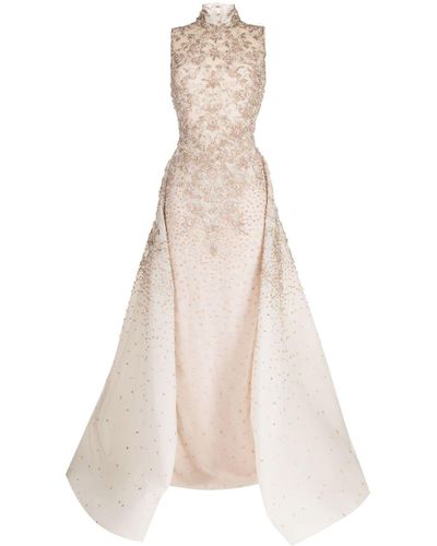 Saiid Kobeisy Crystal-embellished Open-back Gown - Natural