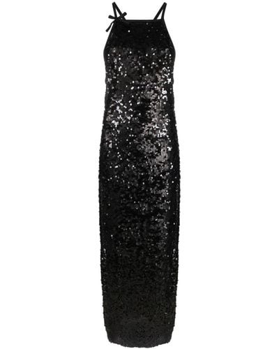 MSGM Sequin-embellished Tulle Midi Dress - Black