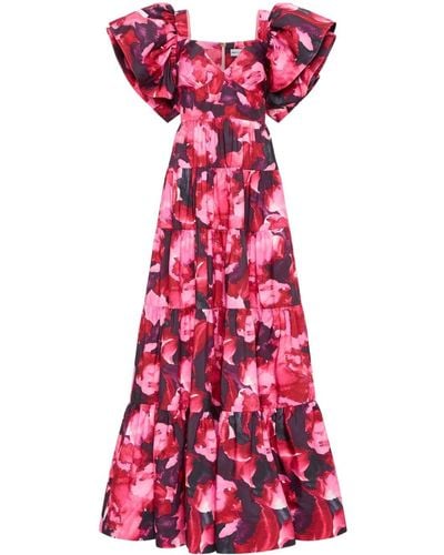 Rebecca Vallance Petunia Abstract-print Gown - Red