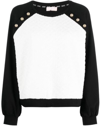 Liu Jo Knitted-panel Button-details Sweatshirt - Black