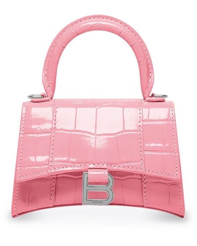 Balenciaga Hourglass Mini Leather Top Handle Bag - Pink