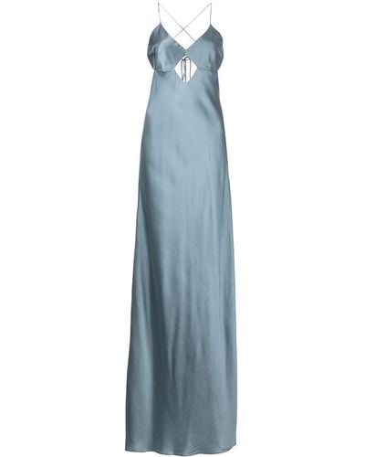 Michelle Mason Vestido de fiesta con detalle de abertura de seda - Azul