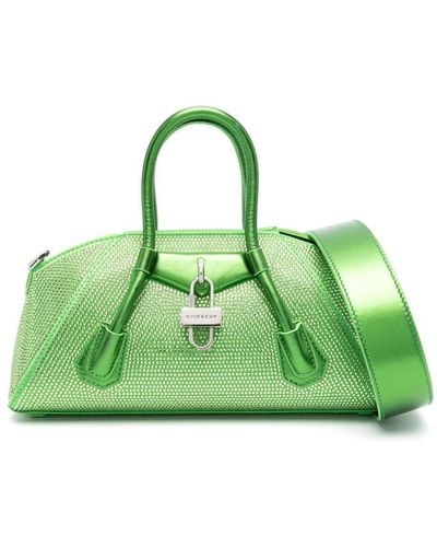 Givenchy Mini Antigona Stretch Crystal-embellished Tote Bag - Green