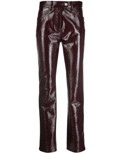 Courreges Faux Leather Slim-fit Trousers - Red