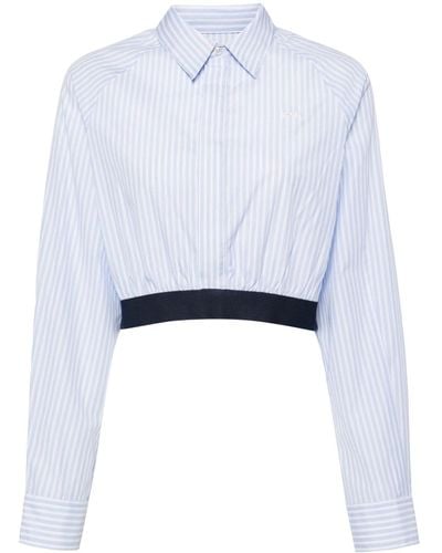 Izzue Striped Cropped Poplin Shirt - Blue