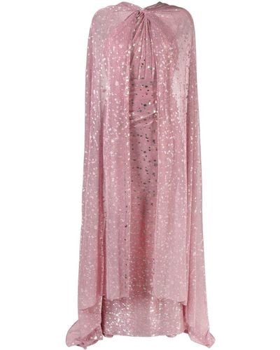 Talbot Runhof ケープスタイル ドレス - ピンク