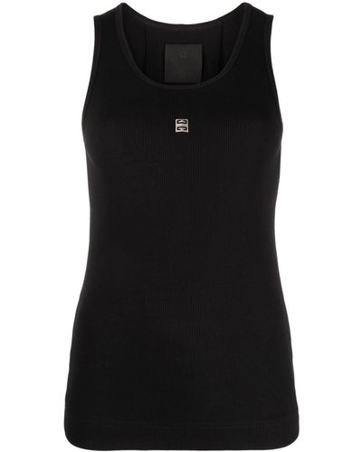 Givenchy Top sin mangas con placa del logo - Negro