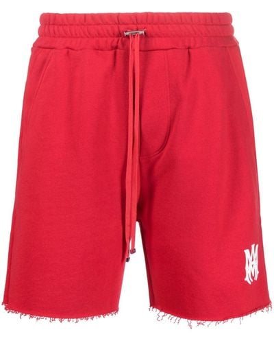Amiri Logo-print Cotton Bermuda Shorts - Red