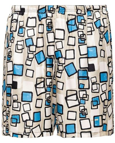 Prada Geometric-print Swim Shorts - Blue
