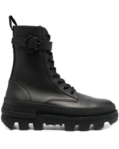 Moncler Calf Leather Lace-up Boots - Black
