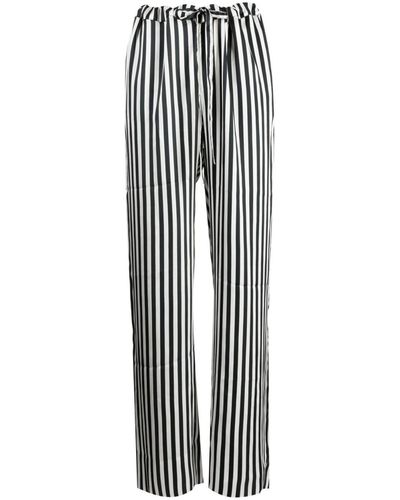 Marques'Almeida Pantalon ample en soie à détails rayés - Noir