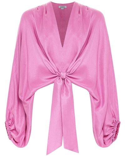 Azeeza Culhane Twisted Silk Blouse - Pink