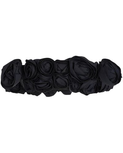 Giambattista Valli Rose-embellished Cropped Top - Black