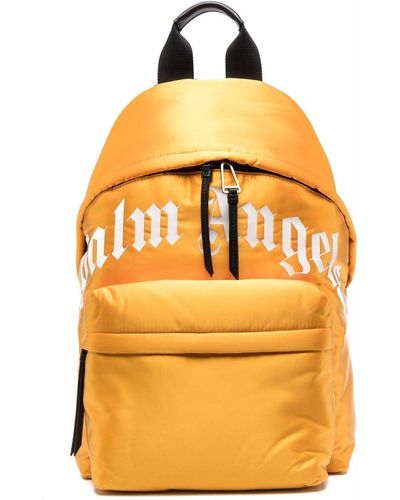 Palm Angels Curved Logo Leather Backpack - Yellow