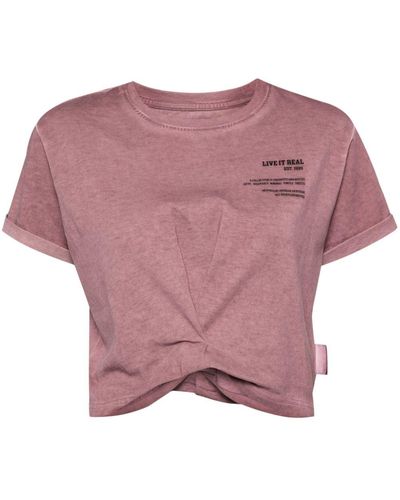 Izzue Twist-detail Cropped T-shirt - Pink