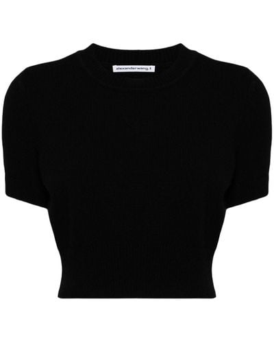 Alexander Wang Logo-embossed Knitted Top - Black