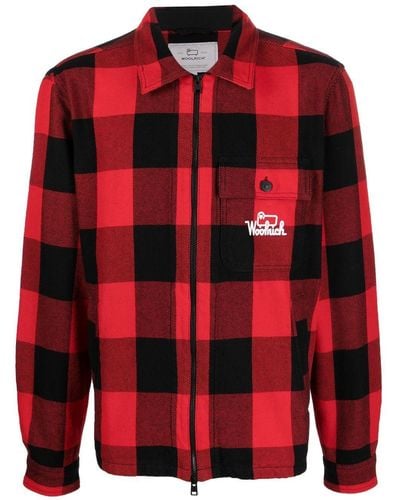 Woolrich Karierte Hemdjacke mit Reißverschluss - Rot