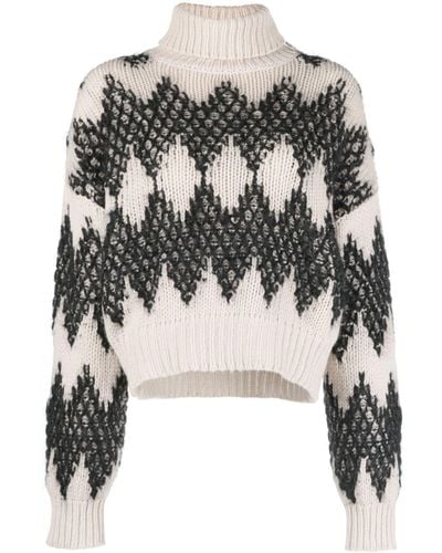 Brunello Cucinelli Sweater Met Print - Zwart