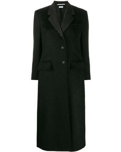 Thom Browne Single-breasted Cashmere Zibeline Coat - Black