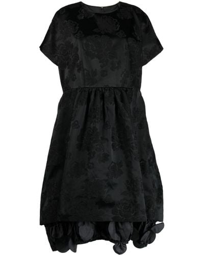Comme des Garçons Floral-appliqué Bell-shape Midi Dress - Black