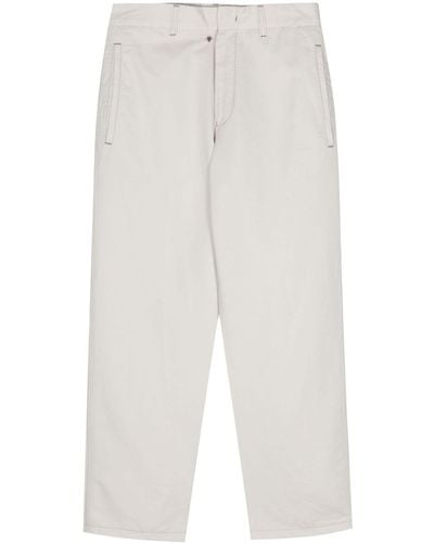 Emporio Armani Cotton And Linen Blend Trousers - White