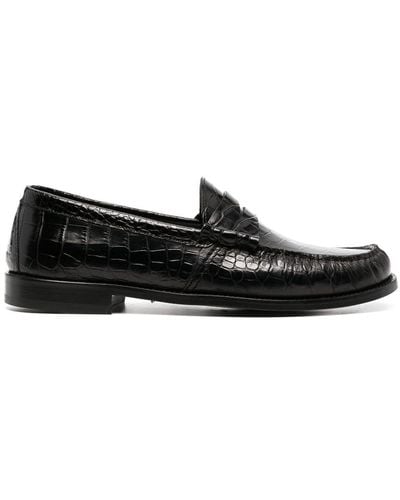 Rhude Crocodile-effect Leather Loafers - Black