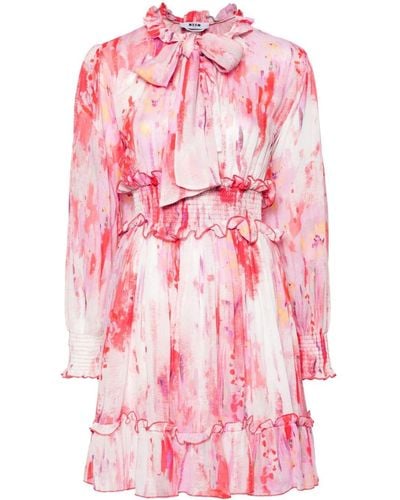 MSGM Abstract-print Dress - Pink