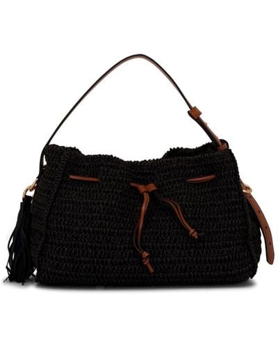Dorothee Schumacher Crochet Raffia Shoulder Bag - Black