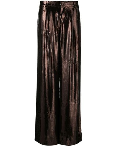 retroféte Pantalon palazzo à ornements en sequins - Noir