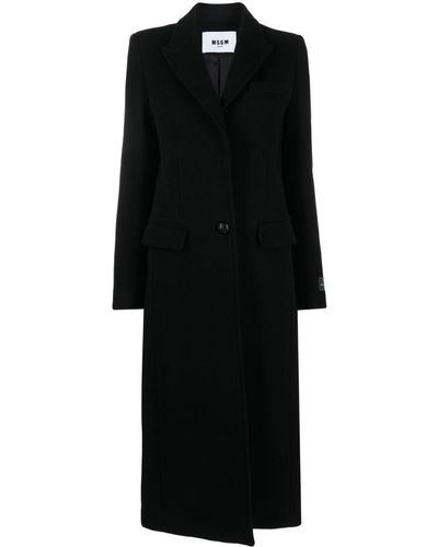 MSGM Felted Wool-blend Coat - Black