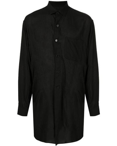 Yohji Yamamoto Dart-detailed Long-sleeved Shirt - Black