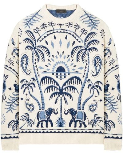 Alanui Lush Of Nature Foulard Patterned Jacquard Sweater - Grey