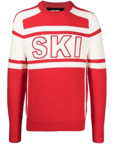 Perfect Moment Ski-print Merino Sweater - Red