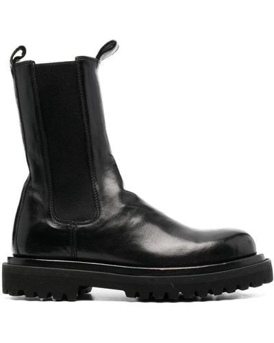 Officine Creative Elasticated-panels Leather Boots - Black
