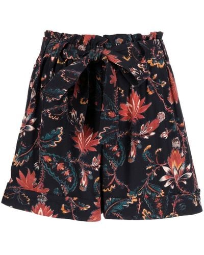 Ulla Johnson Floral-print Tie-waist Shorts - Red