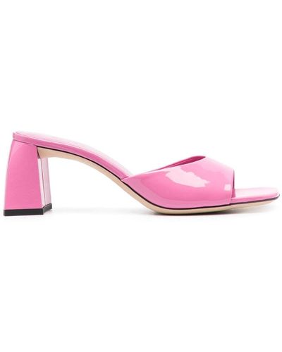 BY FAR Michele 70mm Patent-leather Mules - Pink