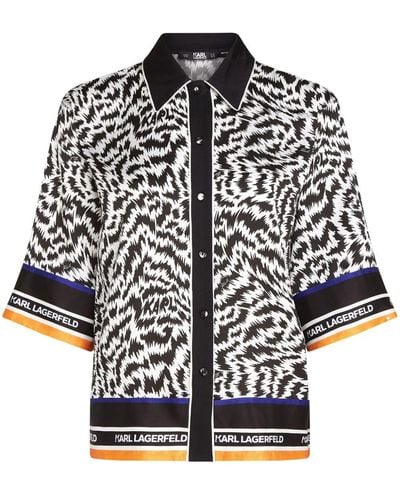 Karl Lagerfeld Pyjama-Oberteil mit Zebra-Print - Schwarz