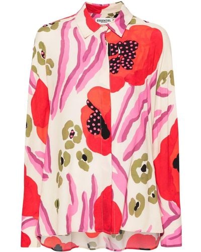 Essentiel Antwerp Floral Crepe Sequin-embellished Shirt - レッド