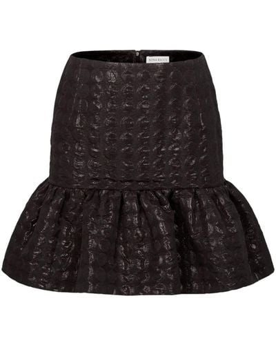 Nina Ricci Patterned-jacquard Ruffled Miniskirt - Black