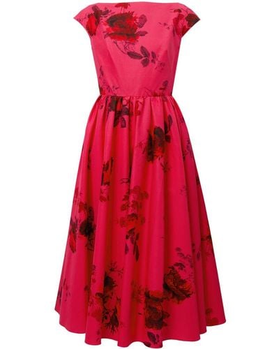Erdem Floral-print Cotton Midi Dress - Red
