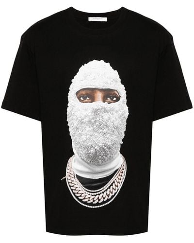 ih nom uh nit T-shirt en coton à imprimé Face - Noir