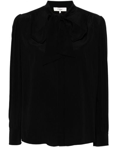 Chloé Bow-Collar Shirt - Black