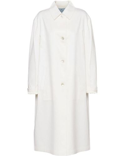 Prada Manteau en cachemire à simple boutonnage - Blanc